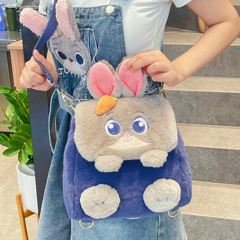 thumbnail image 2 of Nueva mochila original de Disney, versión genuina, Zootopia, linda mochila azul, Judy, mochila roja, bolso de hombro cruzado de peluche de Nick, mochila de regalo, 2 of 6