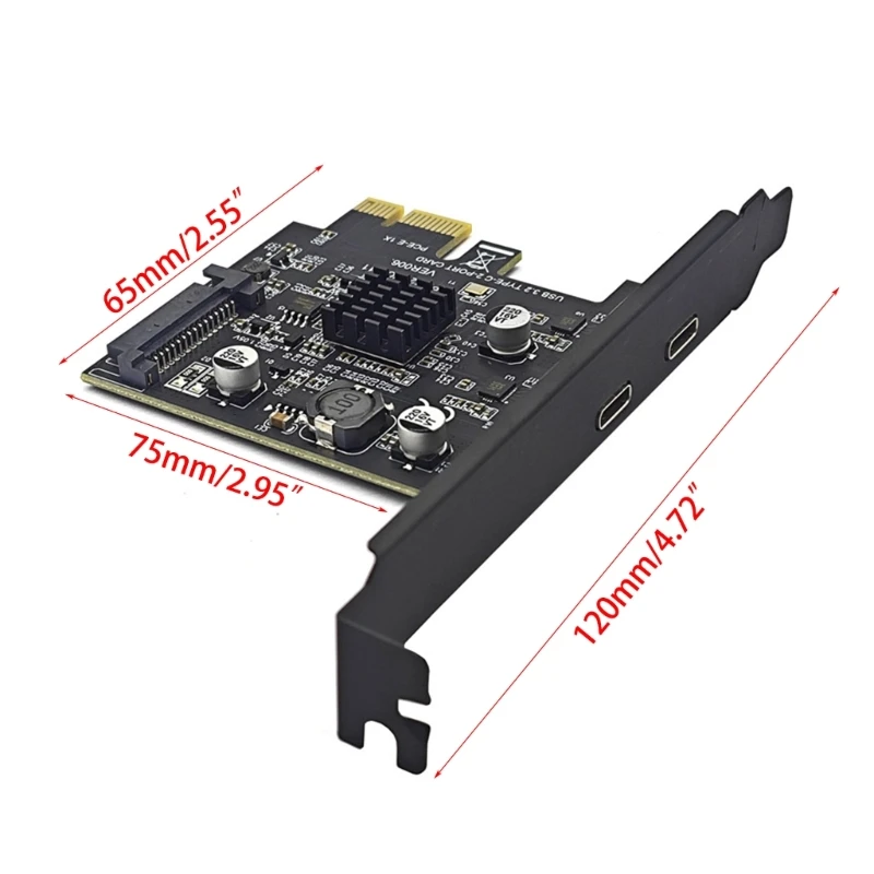 PCIE 1X to USB 3.2 GEN2 10Gbps Double Type 15Pin Expansion Cards for Desktop PC Computer ASM3142