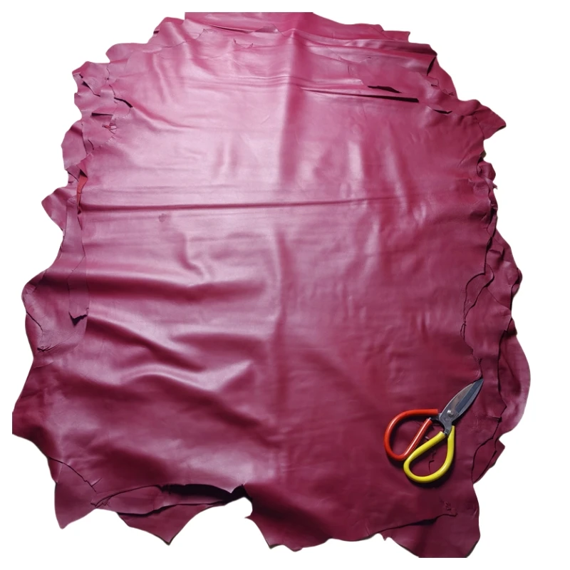 버건디 양가죽, 1 층 가죽, 진짜 가죽 원단, 수제 DIY 의류, 0.5mm, 0.7mm 가죽 스커트, 전체 양가죽