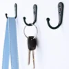10pc Wall Mounted Single Coat Hanger Hook Rustic Robe Hook Black Metal Towel Hook Vintage Hanger for Hat Key Closet Bag Backpack 2