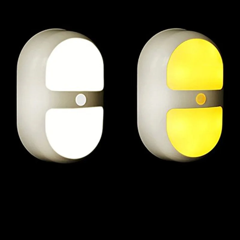 

Mini Cute PIR Motion Sensor Night Light Battery Power Wireless LED Night Light 3 Modes Auto/ON/OFF For Clost Cabinet Bedroom