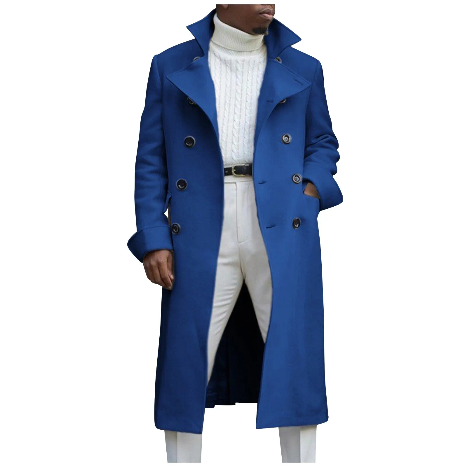 

2023 Autumn And Winter New Men'S Solid Color Double-Sided Woolen Coat Double Breasted High Quality Extended Coat Chaquetas