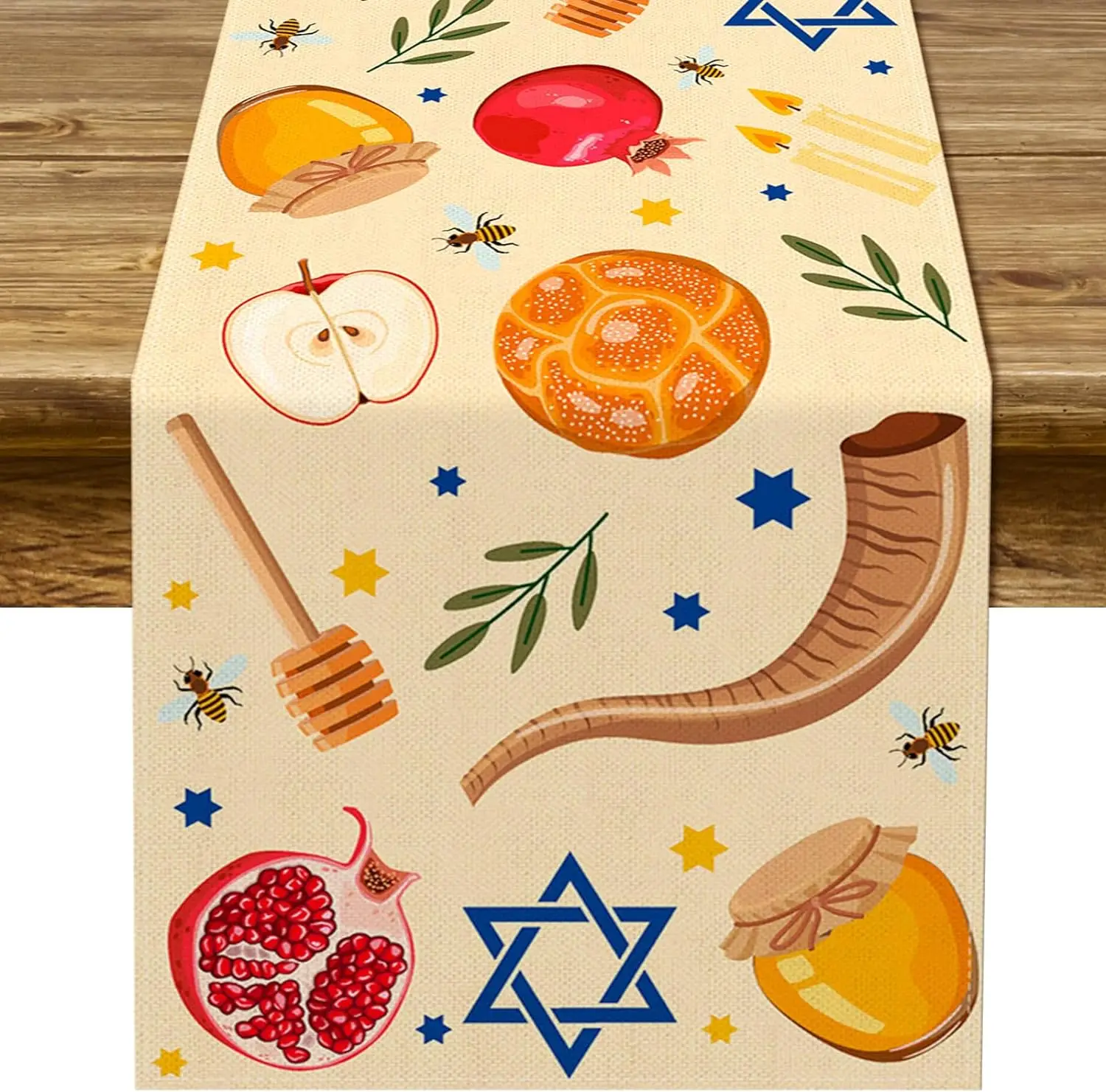 

Rosh Hashanah льняные скатерти Shana Tova для еврейского нового года