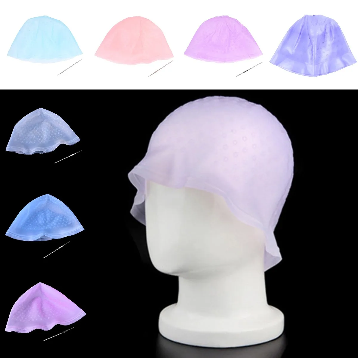 Professional Reusable Hair Colouring Highlighting Dye Cap Frosting Tipping Color Styling Tools