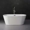 59 Acrylic Freestanding Bathtub Contemporary Soaking Tub with Brushed Nickel Overflow and Drain White Anti slip design 2