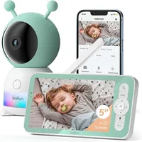 BOIFUN 2K 5″ Baby Monitor Camera,  360° Rotation with Phone App, Colorful Night Lights,Motion Monitoring, Automatic Tracking