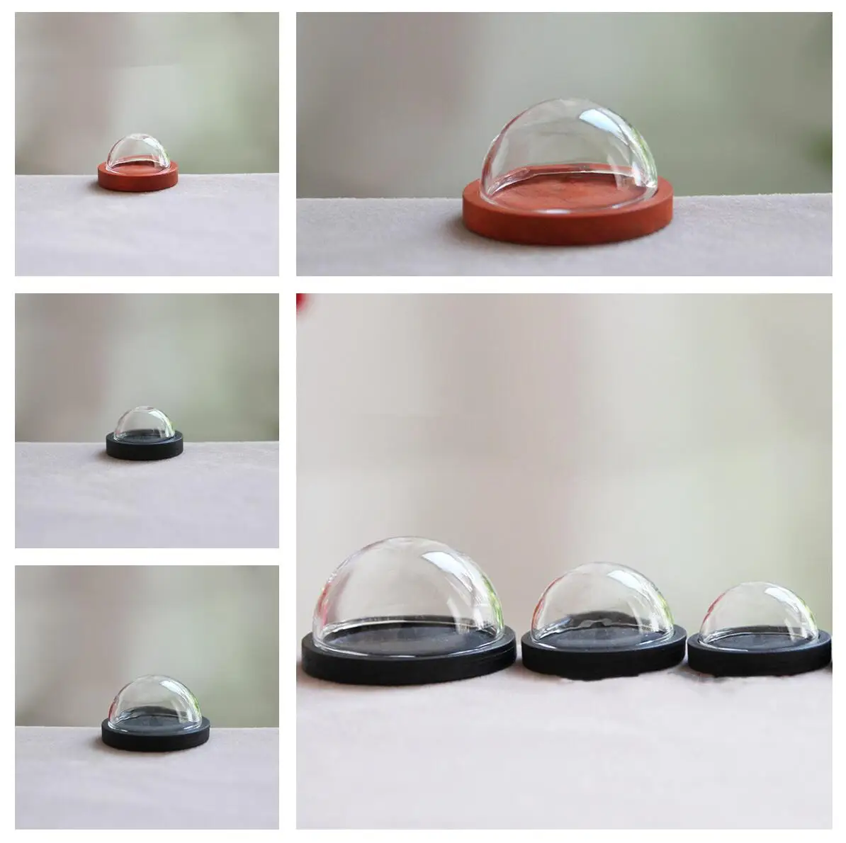50/100X 12/20/25/30/40mm 반구형 유리 디스플레이 돔 클로슈 나무 받침대 장 디스플레이 돔 케이스 글로브 인형집 장식