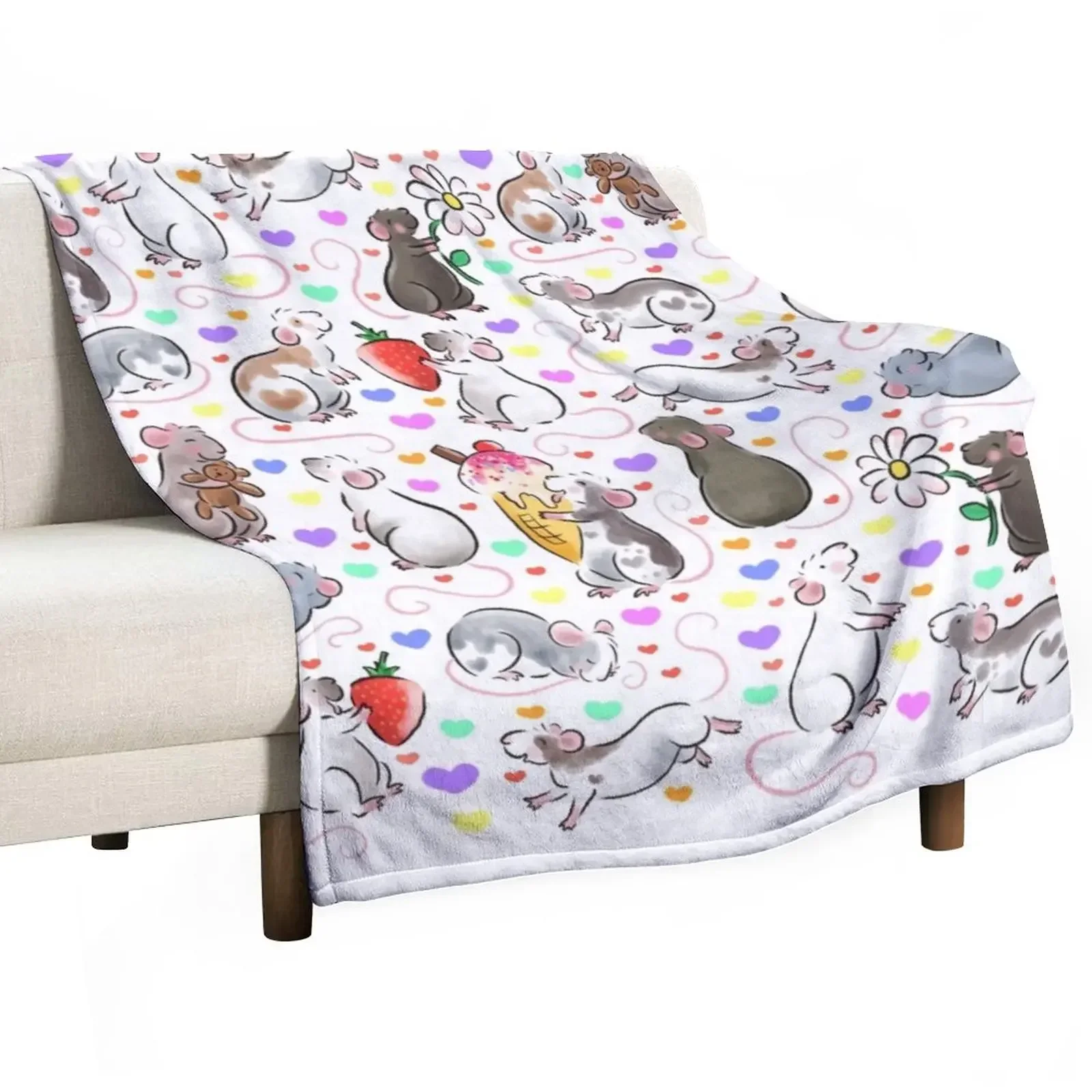

I love rats Throw Blanket Soft Beds Vintage for sofa Blankets