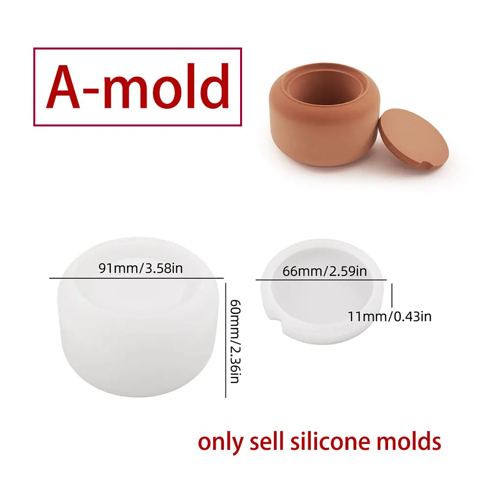 Description Picture 6 of itemDIY Striped Storage Jar with Lid Silicone Mold Round Incense burner mold Concrete Plaster Pottery Candle Cup Vessel Mold