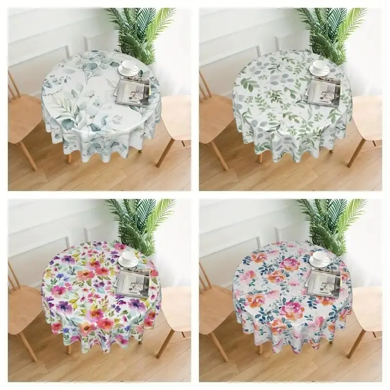 1PC Spring Summer Floral Round Tablecloth 60 Inch Summer Style Flower Table Clothes Multicolor Rustic Reusable Circle Table Co table cloth