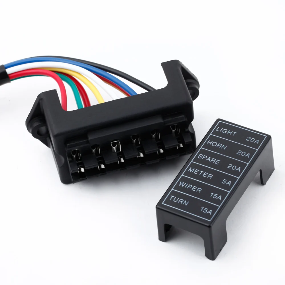 Car Fuses Kit Fuse Box Fuse Box Holder 6 Way DC32V Circuit Car Trailer Auto Blade 2-input 6-output Wire