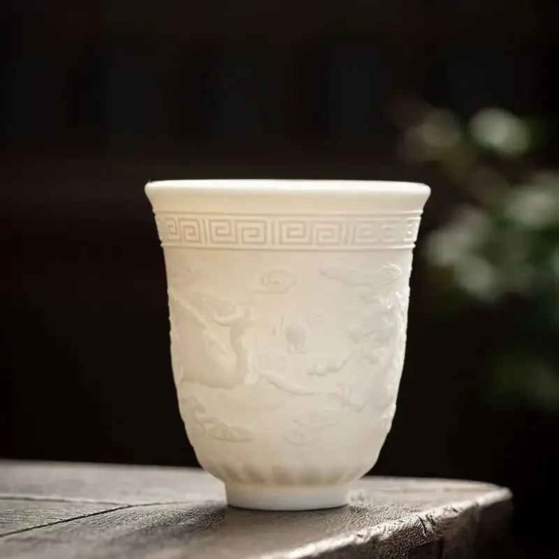 Boutique Ceramic Teacup Meditation Cup Handmade Three-dimensional Relief Tea Bowl Chinese Tea Set Accessories Master Cup