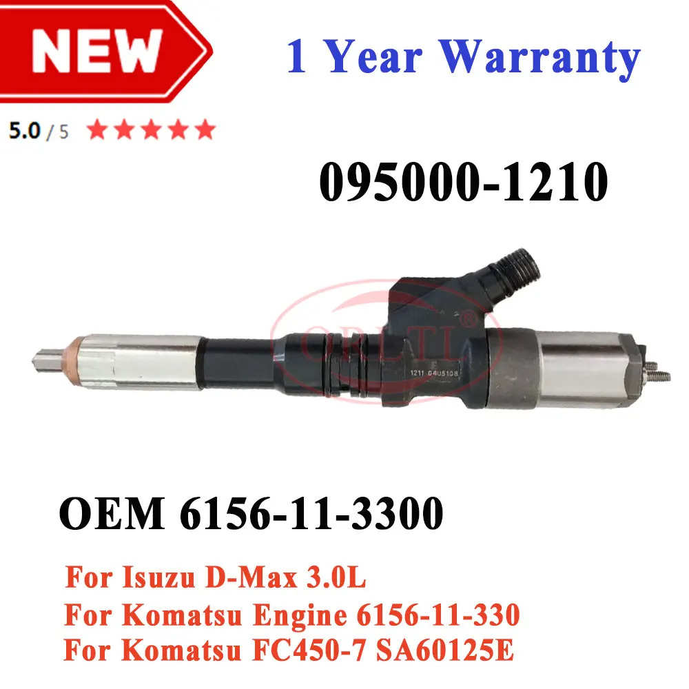 

ORLTL Genuine Fuel Injector 095000-1210 6156-11-3300 NOZZLE 6156113300 0950001210 095000 1210 for Isuzu KOMATSU Engine
