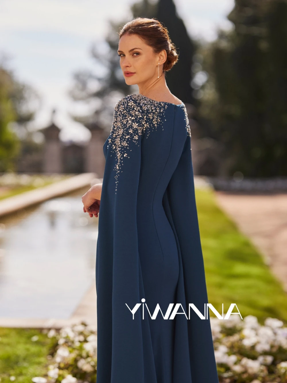 Mother Bride Dresses Modern Cap Sleeve Sparkly Beads Crystal Prom Elegant Mermaid Evening Gown for Wedding