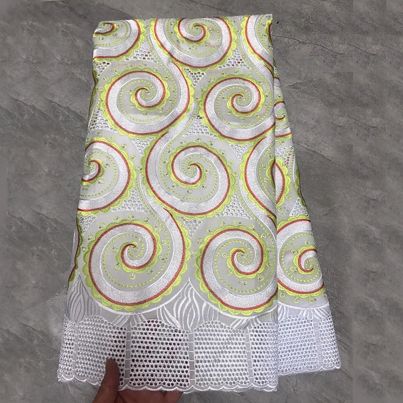 

Швейцарская Кружевная Ткань 5 ярдов, новейшая Тяжелая вышивка бисером, африканская 100% хлопчатобумажная ткань, швейцарская вуаль, кружево, популярный Дубайский стиль PS42401
