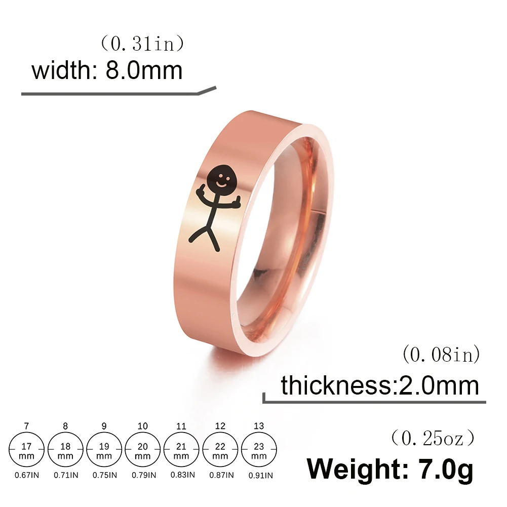 Edgy Stickman Middle Finger Ring - Hip Hop Inspired Doodle Jewelry