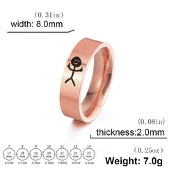 Edgy Stickman Middle Finger Ring - Hip Hop Inspired Doodle Jewelry - 8 (Rose color)