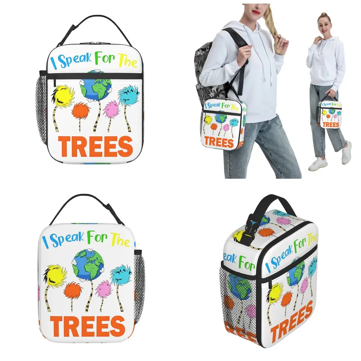 I Dr The Trees Speak For Seuss Insulated Lunch Bag Reading Day America March 2 Food Container Portable Thermal Cooler Bento Box