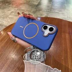 Premium Wireless Charging Matte Phone Case - Slim Magnetic Bumper Cover - iPhone 15 Pro Max (Blue)