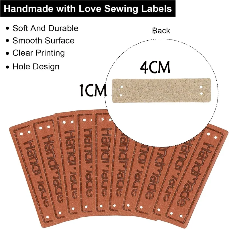 Etichette per abbigliamento 30 pezzi Etichetta in pelle PU Etichetta per abbigliamento fatta a mano con fori Decor Etichetta in maglia Borsa per jeans fai da te Scarpe Accessori per cappelli - immagine 3