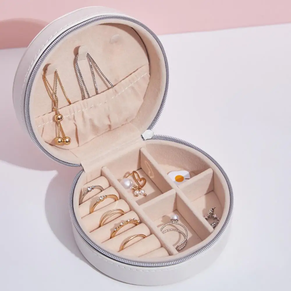 

Портативная шкатулка для ювелирных украшений, дорожный Органайзер из искусственной кожи на молнии для серег, колец, ожерелий, подставка для демонстрации ювелирных украшений