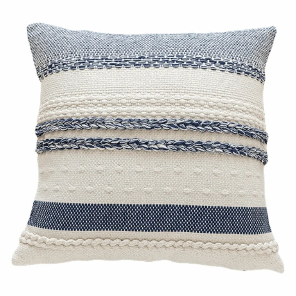 Boho Striped Textured Decorative Throw Pillow Covers - 18x18 Inch