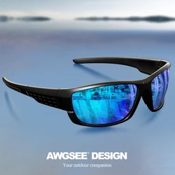 Premium Polarized Sports Sunglasses - UV400 Protection with Adaptive Lenses (C4 Blue)