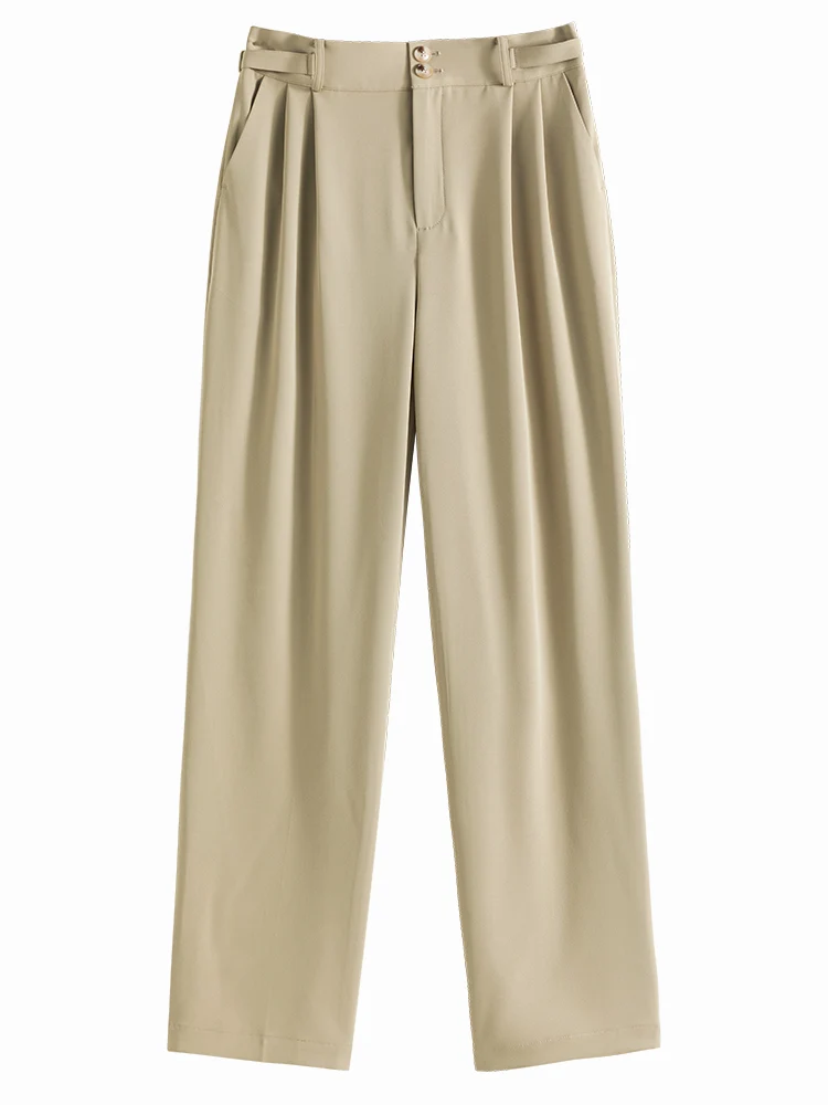 FANSIALEN High Waist Straight Long Trousers Loose Waist Full