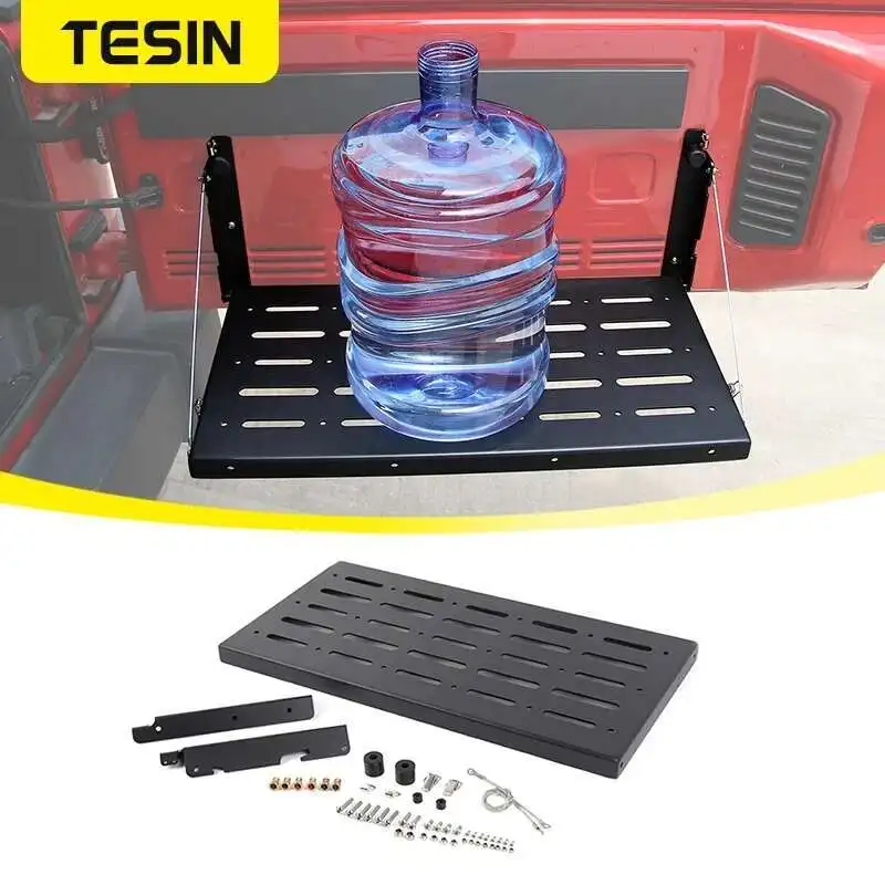 TESIN 자동차 뒷문 테이블 접이식 뒷문 보관함 지프 랭글러 JK 2007 2008 2009 2010-2017 용 수하물 선반 브래킷