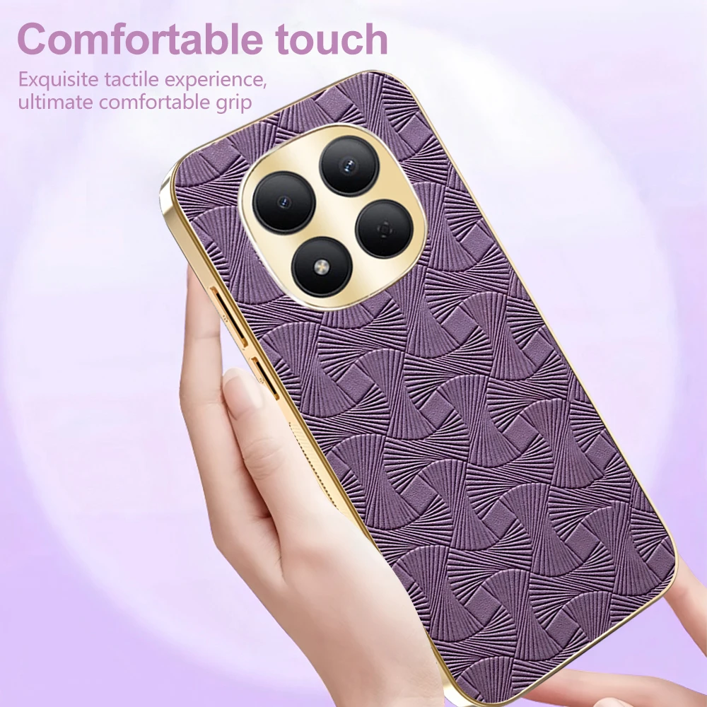 Luxury Leather Fan Pattern Frosted PC Cover - Shockproof Bumper Case