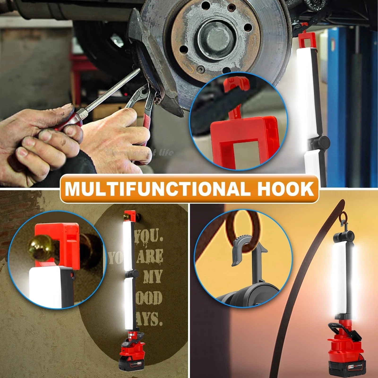 30W 2400LM Cordless LED Work Light Compatible with Milwaukee M18 18V Battery Fol