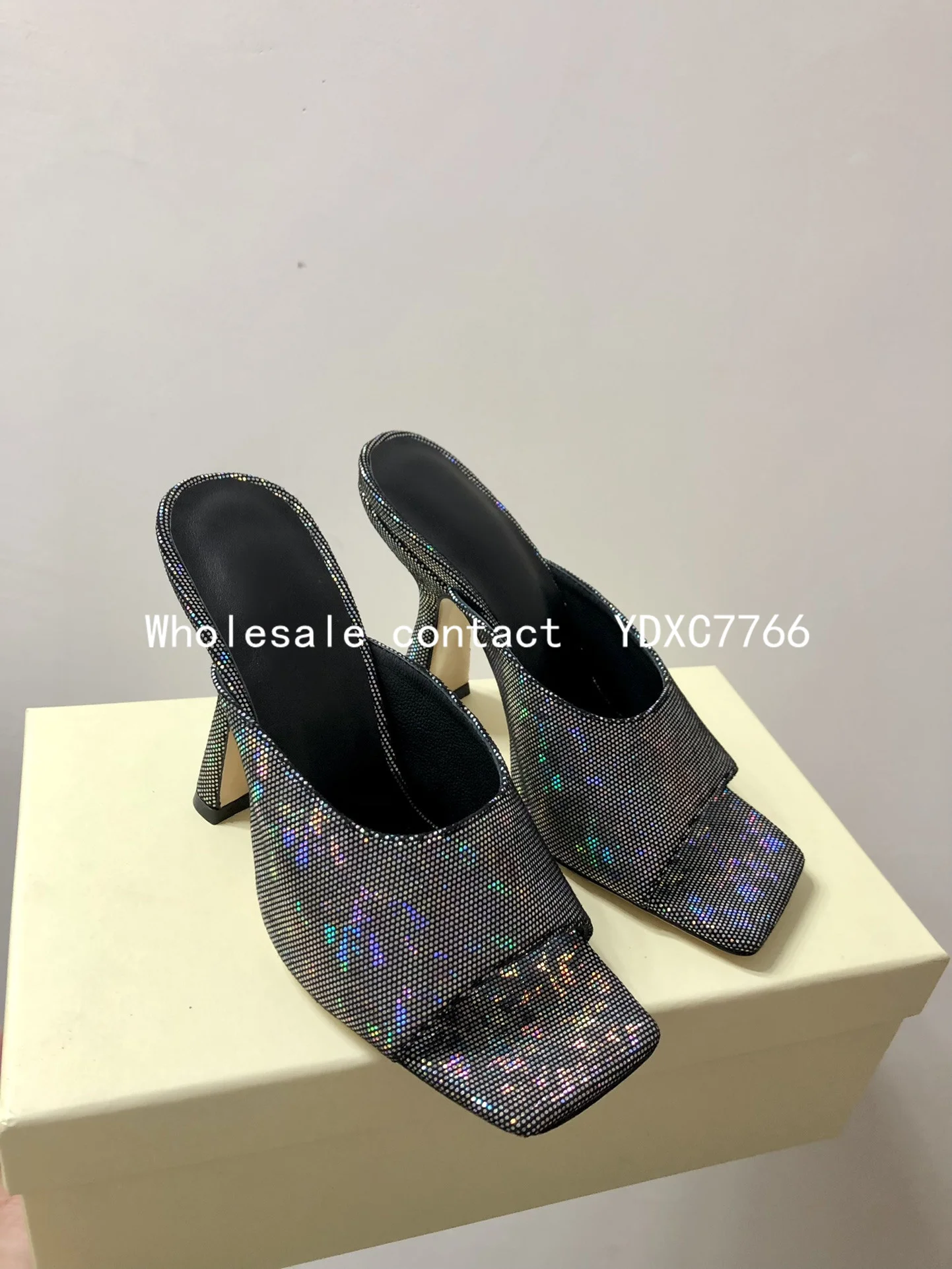 New cowhide thick heels high heels 2023 summer European and American fashion Korean version women wearing slippers women sandals