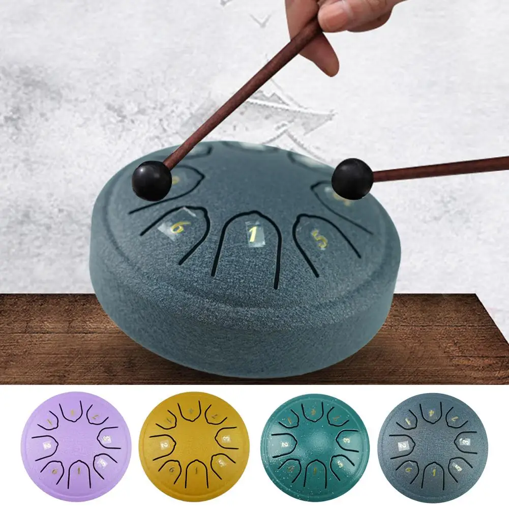 

4.5 Inch 8-Tone Steel Tongue Drum Mini Hand Pan Drums Drum Instruments Musical Accessories With Percussion Drumsticks U4M5
