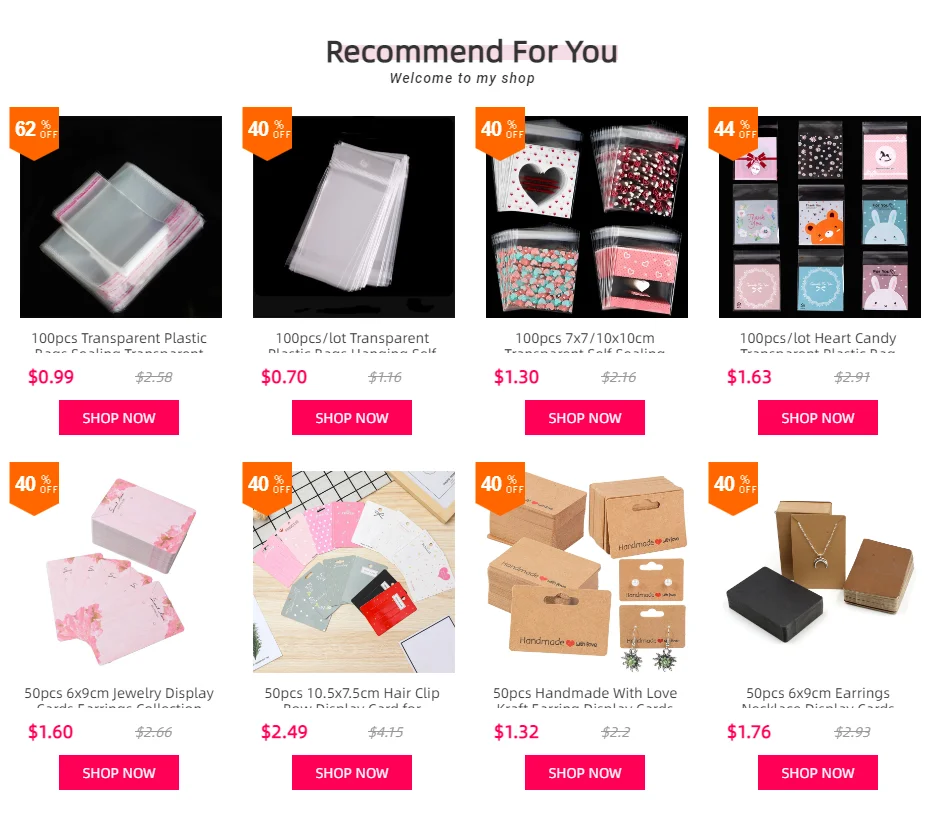 100pcs Clear Self Seal Plastic Bag Pouch Sachet For Necklace Jewelry Holder Packaging Small Business Orders Organizer Supplies