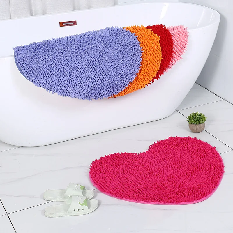 Bathroom Floor Mat Floor Mat Bathroom Mat Absorbent Bathroom Mat Toilet Mat Bath Mat Anti Slip Mat Chenille Heart Bathroom Floor Mats Home Bedroom Bathroom Entrance Non-slip Absorbent Luxury Set