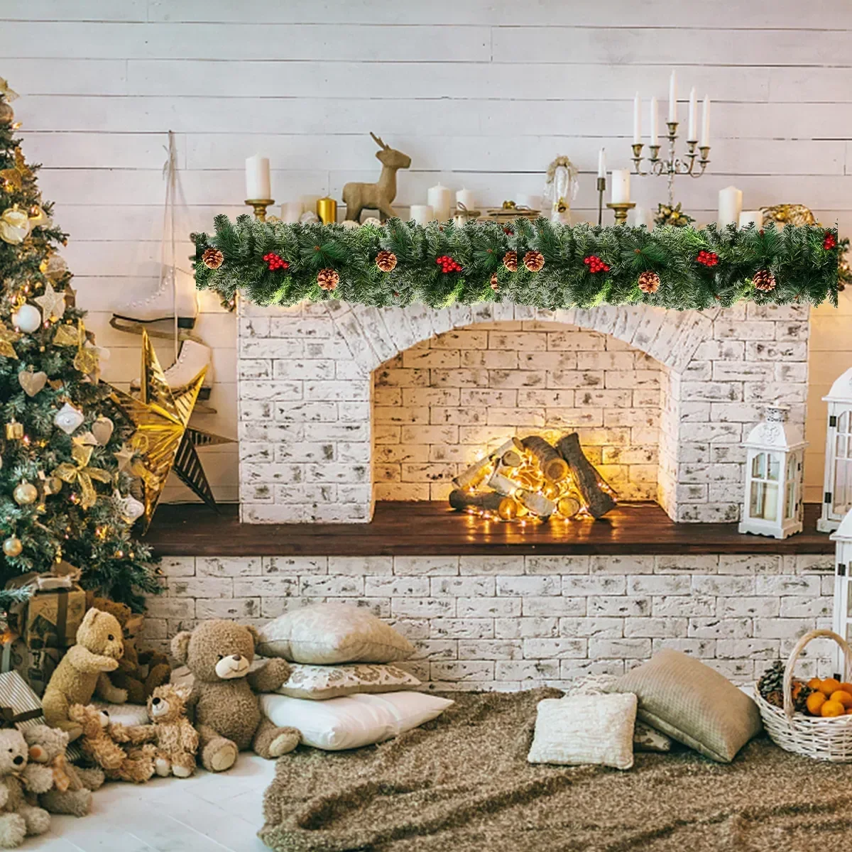 Ghirlanda Natalizia Con Luci LED 2,7 M – Decorazione Per Porta, Scale, Albero E Camino