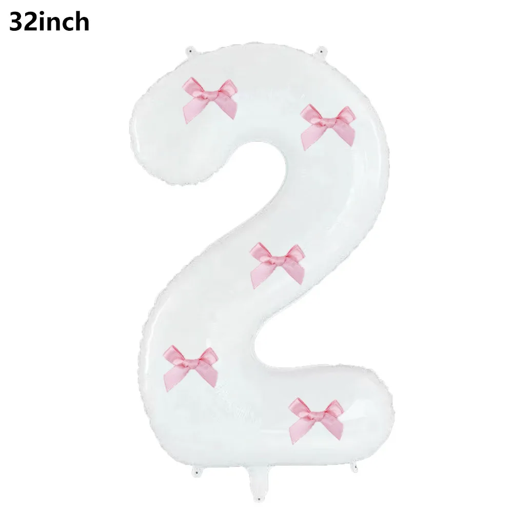 32 Blue, Pink, and Black Number Balloons with Ribbon Bows