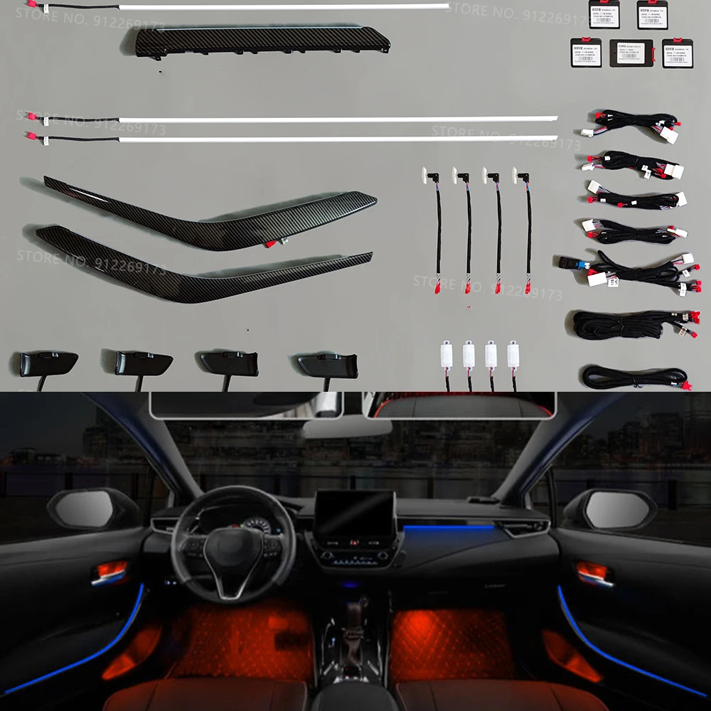 

Carbon Fiber RGB LED Ambient light For Toyota Corolla 2019-2021 Atmosphere Light 64-color Door Trim Neon Light Footwell