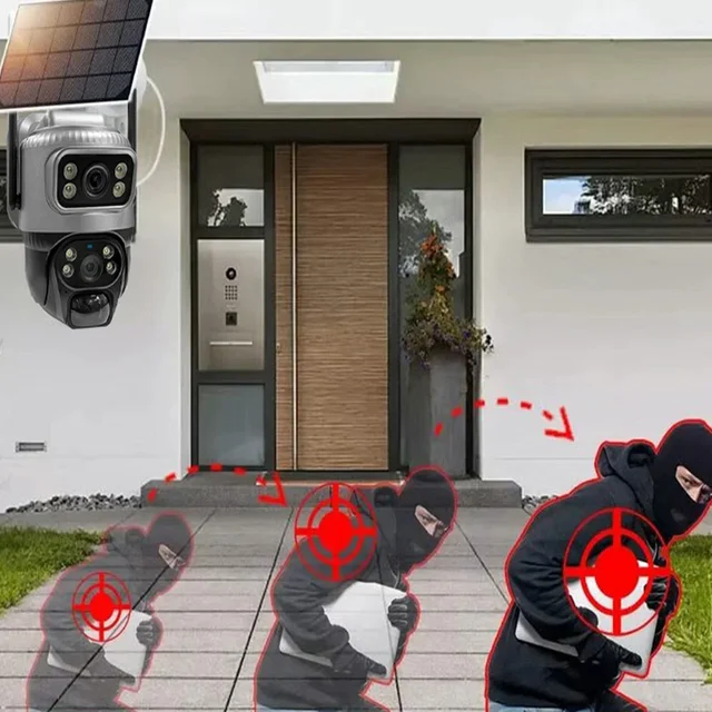 4G Solar Camera 8MP 4K Dual Lens PIR Sim Card built in Night Vision Waterproof Security Video IP Camara Battery CCTV Monitor 3