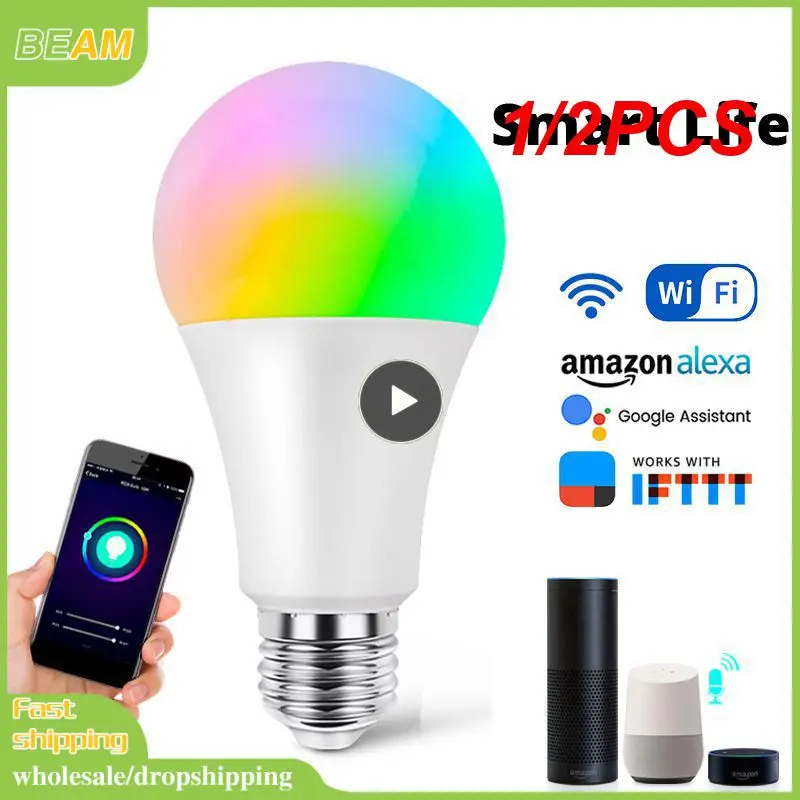 

1/2PCS WiFi Smart Color Bulb E27 LED RGB Lamp Support Alexa Home Tuya Smart Home 110-250V RGB+White Dimmable Timer Light