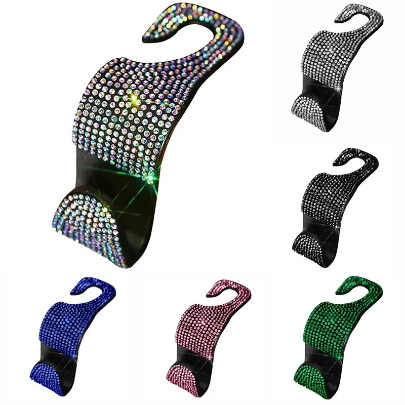Rhinestone Car Seat Back Hook Bling Diamond Hanger Auto Back Universal Headrest Mount Storage Holder Car Interior Accessories