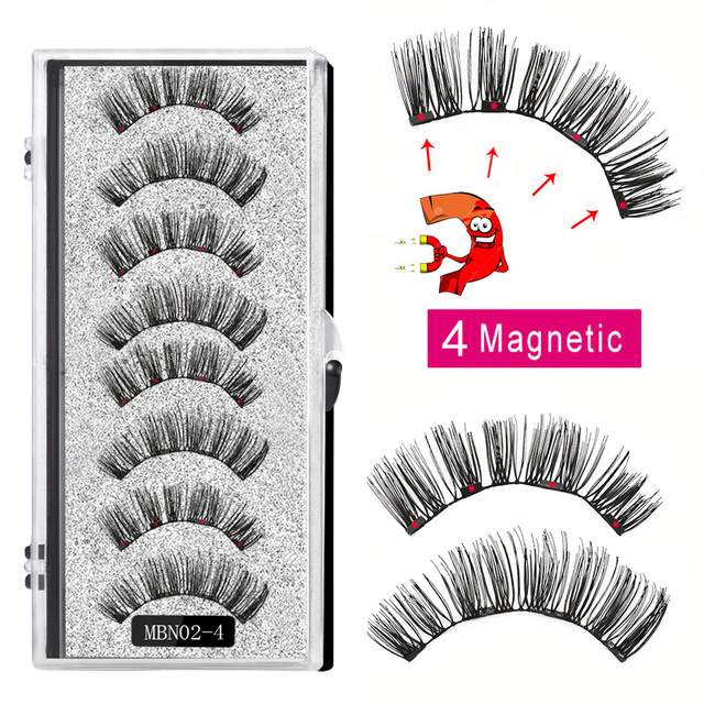4 Magnet Magnetic Eyelashes Natural Long 3D Mink Lashes Magnetic False Eyelashes Extension with Faux Cils Magnetique 2022 New