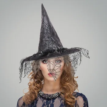 New Halloween Witch Hat Mesh Witch Hat Party Decoration Props Witch Hat Ghost Festival Spider Magic Witch Hat 2