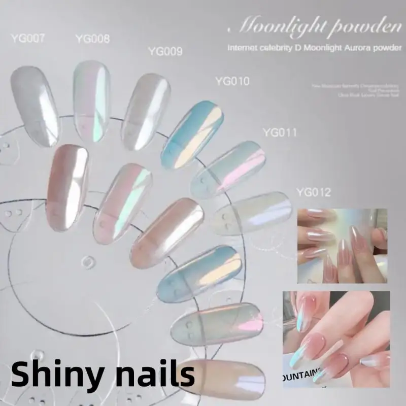 

Mirror Pearl White Nails Glitter Dust Chrome Moonlight White Rubbing On Powder Shell Mirror Pigment Nail Art Supplies Decoration