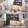 50 inch Gold and Clear Glass Coffee Table for Living Room with Gorgeous Polished Stainless Steel Base, Café Tables 5