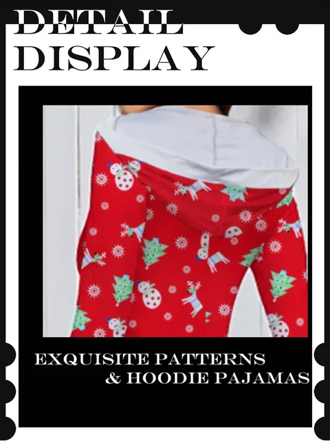 Women s Christmas Pajamas Romper Cute Print Long Sleeve Zip Up Hooded Jumpsuit Sleepwear 4