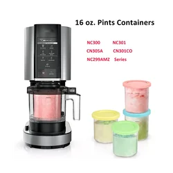 4PCS Ice Cream Pints and Lids for Ninja Creami NC301 NC300 NC299AMZ Series Ice Cream Storage Containers Food Freezer