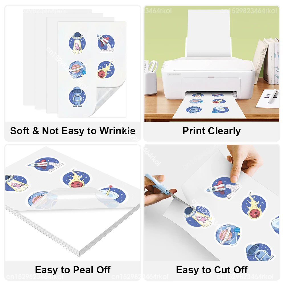 50 Sheets Printable Vinyl Sticker Paper Transparent White Self Adhesive A4 Paper Sticker Waterproof 70% Clear Paper Inkjet