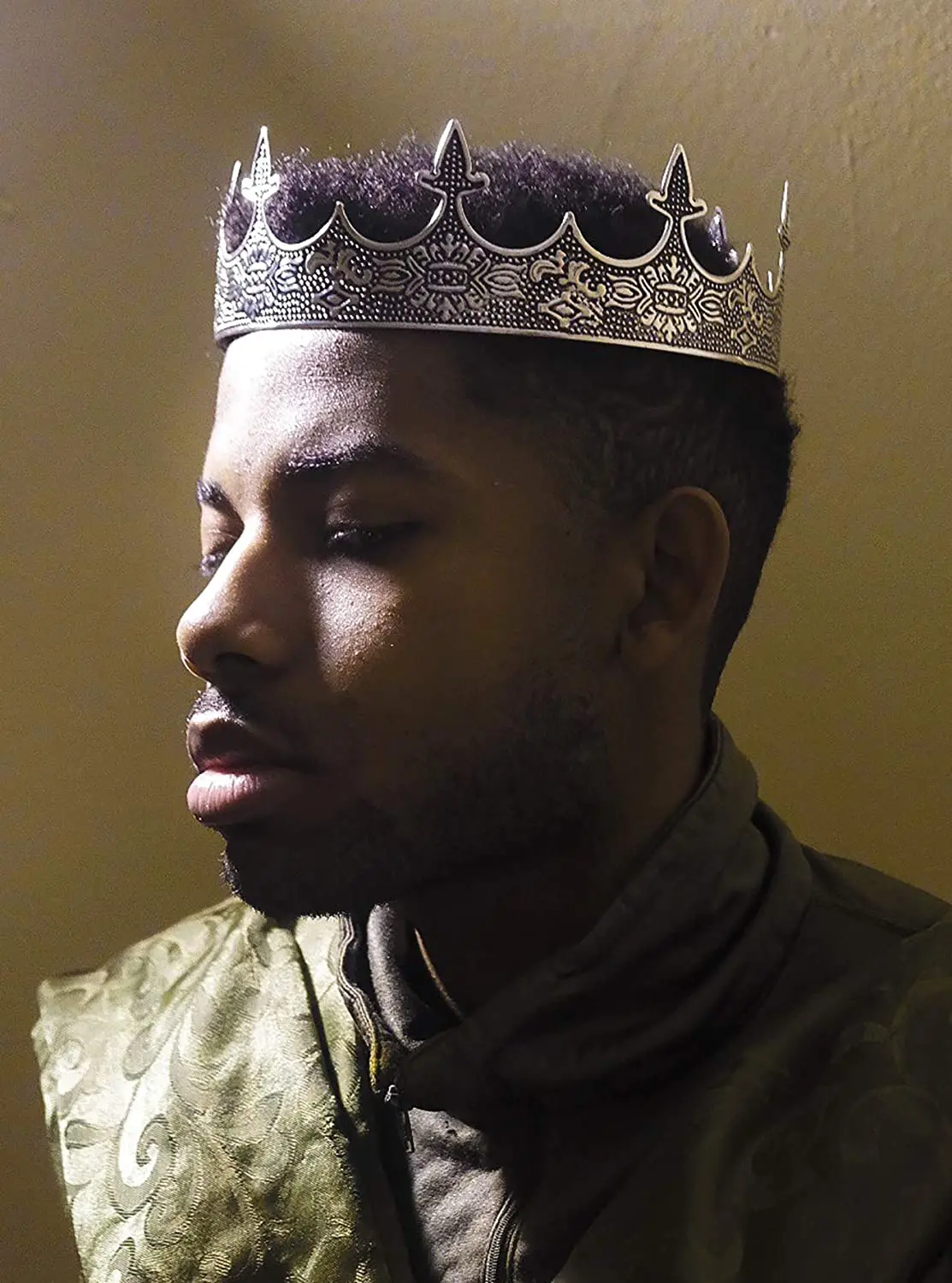 Regolabile Black Metal Men Royal King Crown Retro Round Big Gold Diaras Coronitas Prince Costume Party Pageant Diadem Boys