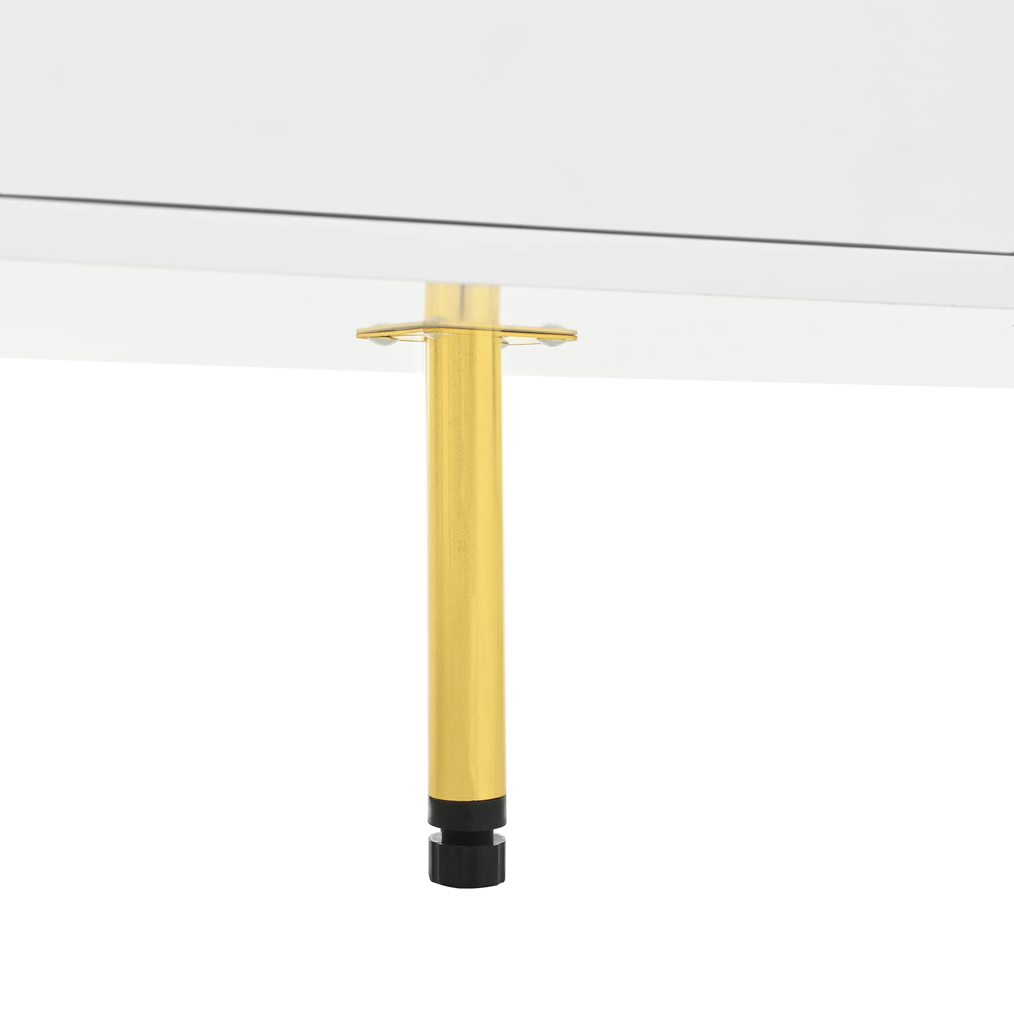 Eleganter Sideboard-Schrank mit 2 Schubladen und 2 Glastüren – Moderne Kommode in Weiß mit goldenen Akzenten – Großer Stauraum – Detail 12